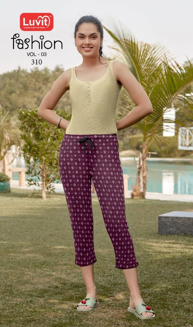 Luvit Fashion 3 Only Printed Night Wear Capri Collection